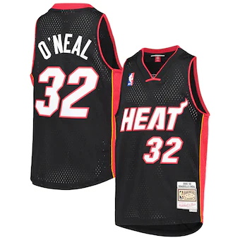 youth mitchell and ness shaquille oneal black miami heat 20-508